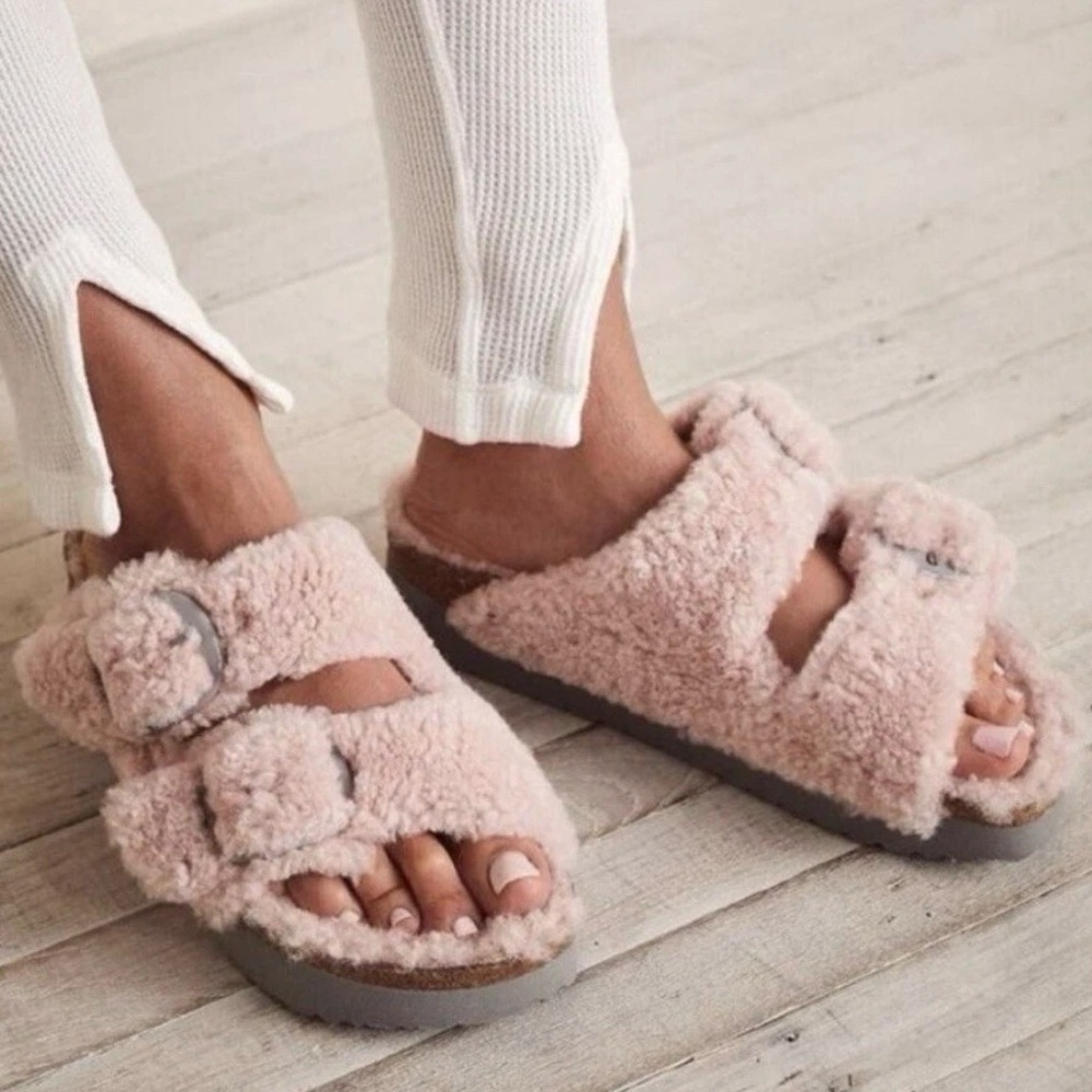 Birkenstock Papillio Arizona Big Buckle platform teddy pink size 42/L11